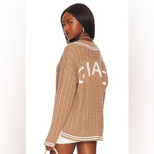 NWT LPA Ciao Cable V Neck Sweater in Camel & Ivory